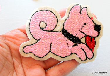 1 x Pink Dog Applique Patch